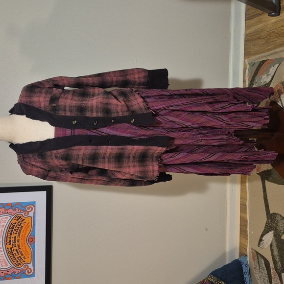 Free People shacket jacket cardigan flannel plaid XS oversized button down fit L - Picture 5 of 13